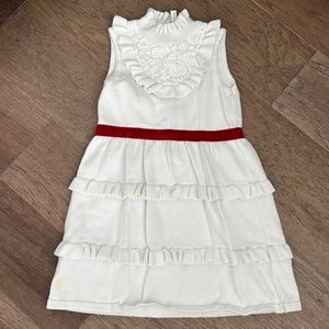 Janie and Jack white dress with red trim. Size 6
